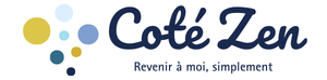 Logo Côté Zen avec cercles colorés bleus et jaunes et slogan « Revenir à moi, simplement ».